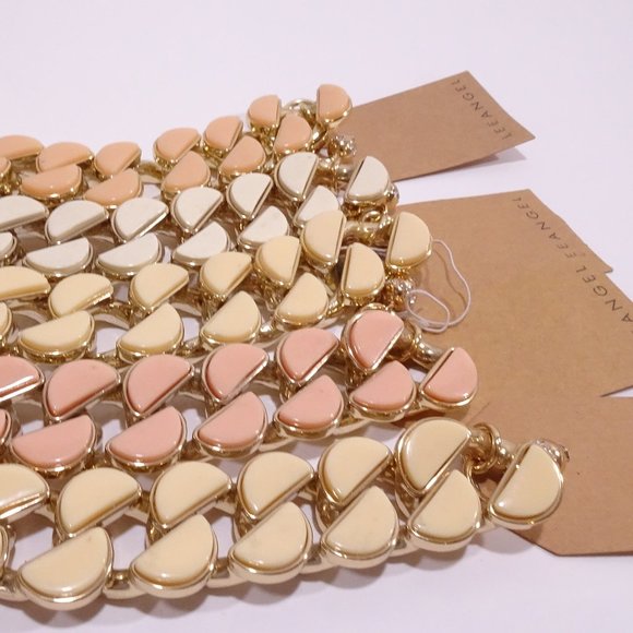 Lee Angel  Half-Moon Howlite and Steel bracelet NWT $198.00 Peach Neiman Marc - Picture 6 of 8